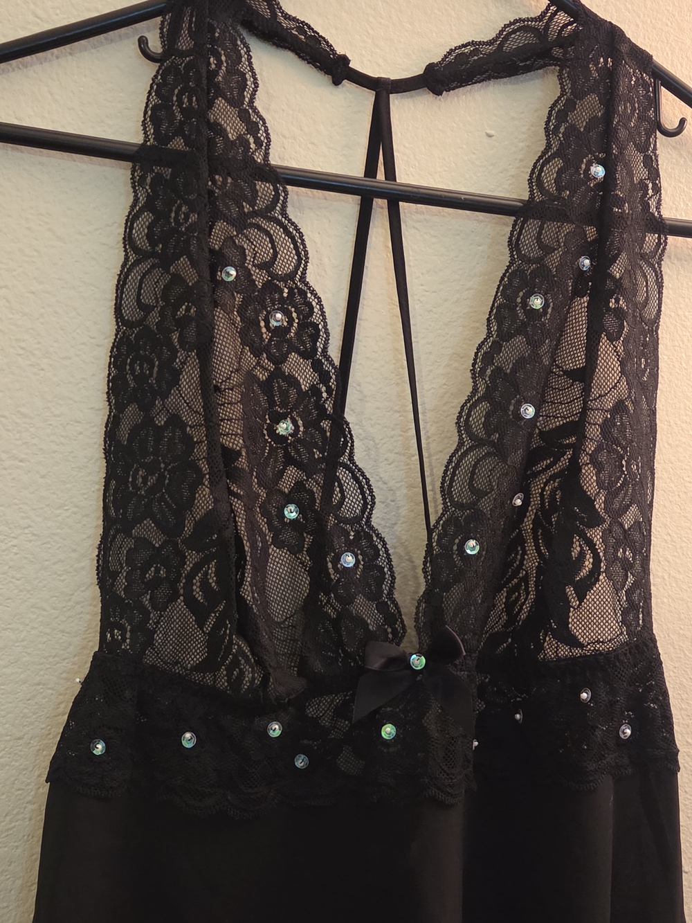 Frederick's of Hollywood Black Lace & Sequin Chemise - Picture 4 of 7